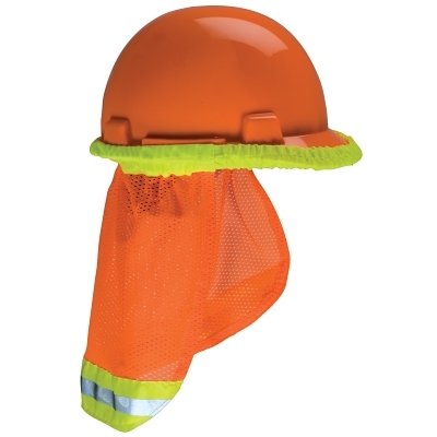 HI-VIZ ORNG SUNSHADE W/REFLEC STRIPE/YLW-LM BAND